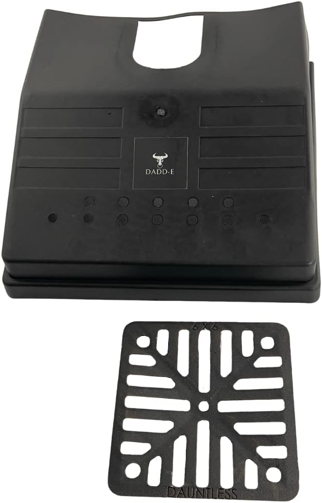 DADD-E Square 6” Cast Iron Gully Grid/Grate Metal Drain Cover in black satin finish - This COMBO BUNDLE also includes the ventilated Plastic Drain Guard Cover - Deliveries to Mainland UK ONLY