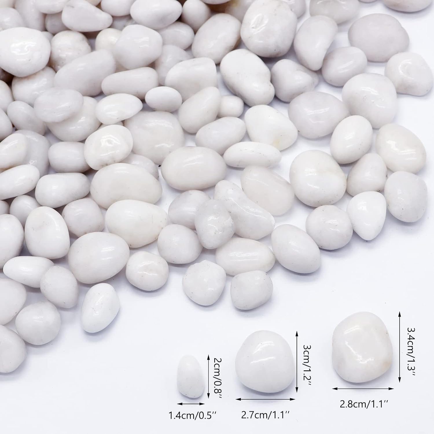 Natural White Pebbles, Aleker 4lb Decorative Stones, Polished River Rocks Gravel, Aquarium Gravel Fish Tank Stones, 2-3 cm Pebbles for Plant Pots,Vase Fillers,Crafts,Fish Tank,Landscaping,Pond,Garden