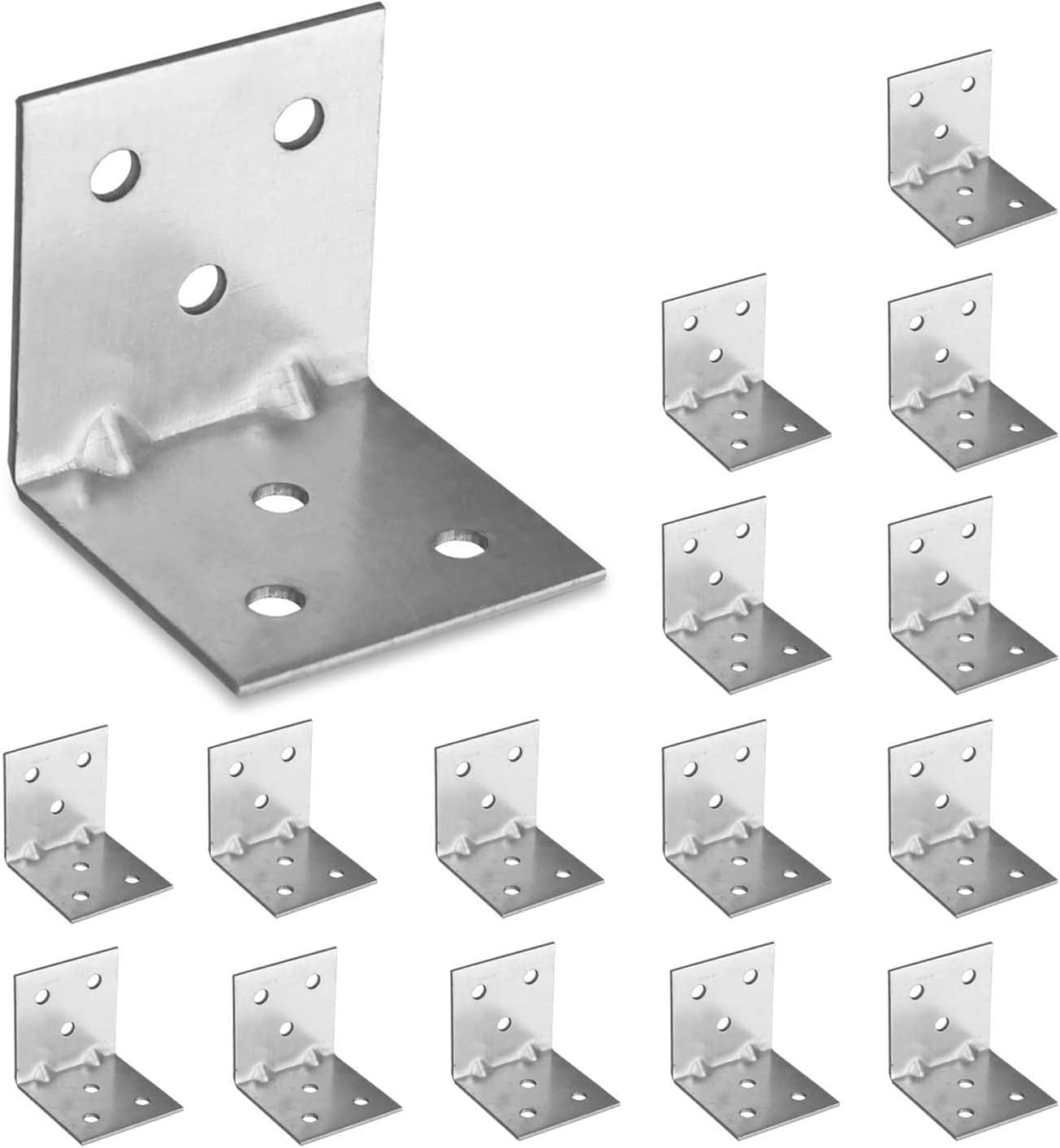 OMIDEAS 15 x Corner Brackets (40 x 40 x 40) Angle Reinforced Metal Braces Wood Timber Galvanised Steel Sheet Connecting Joining Fixing L Repair Connector