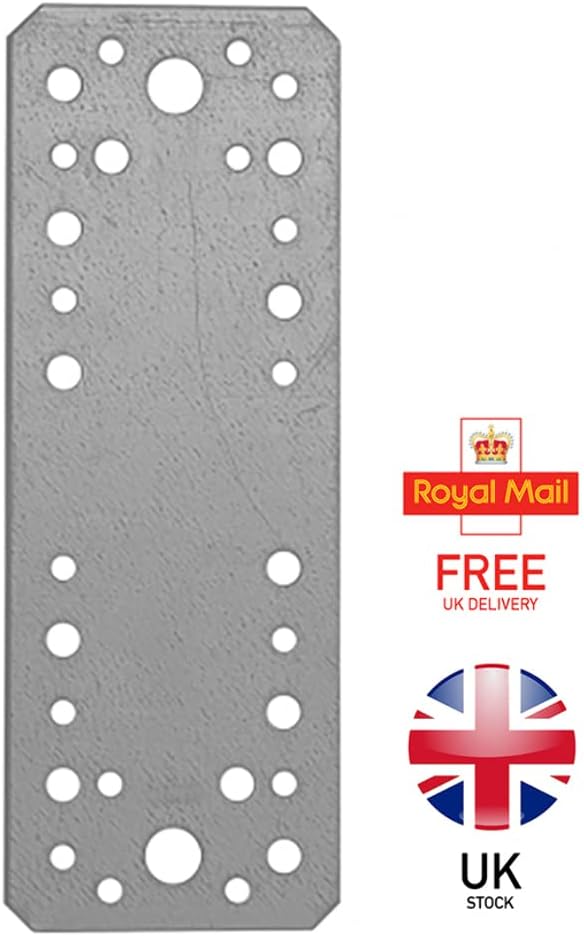 SS8® 1 x 280x55x2.5mm Flat Bracket Metal Joining Plate Steel Brackets Fixing Sleeper Fence Timber Heavy Duty Galvanised