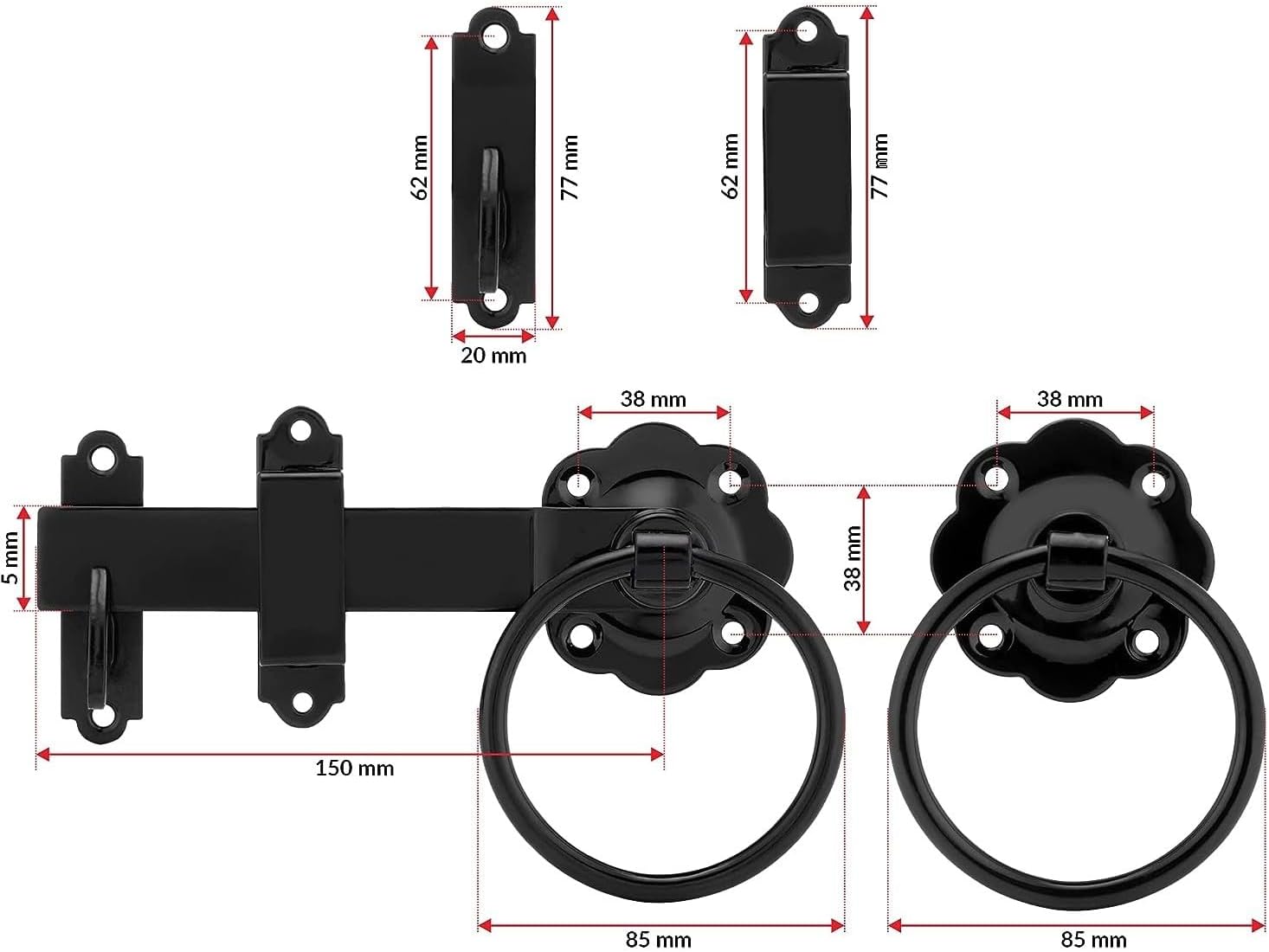 Black Ring Gate Latch, Garden Gate Latch, Door Catch, Gate Latches, Gate Latch, Door Latch, Gate Lock, Door Latches, Garden Gate Latches and Catches, Shed Door Latch, Shed Latch,