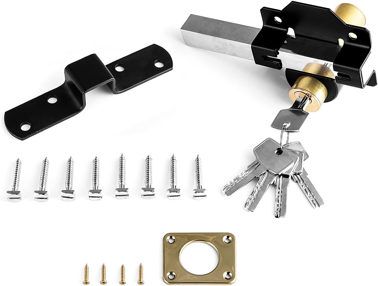 Concise Home 50mm Double Long Throw Gate Lock 5 Keys Garden Locking Both Sides