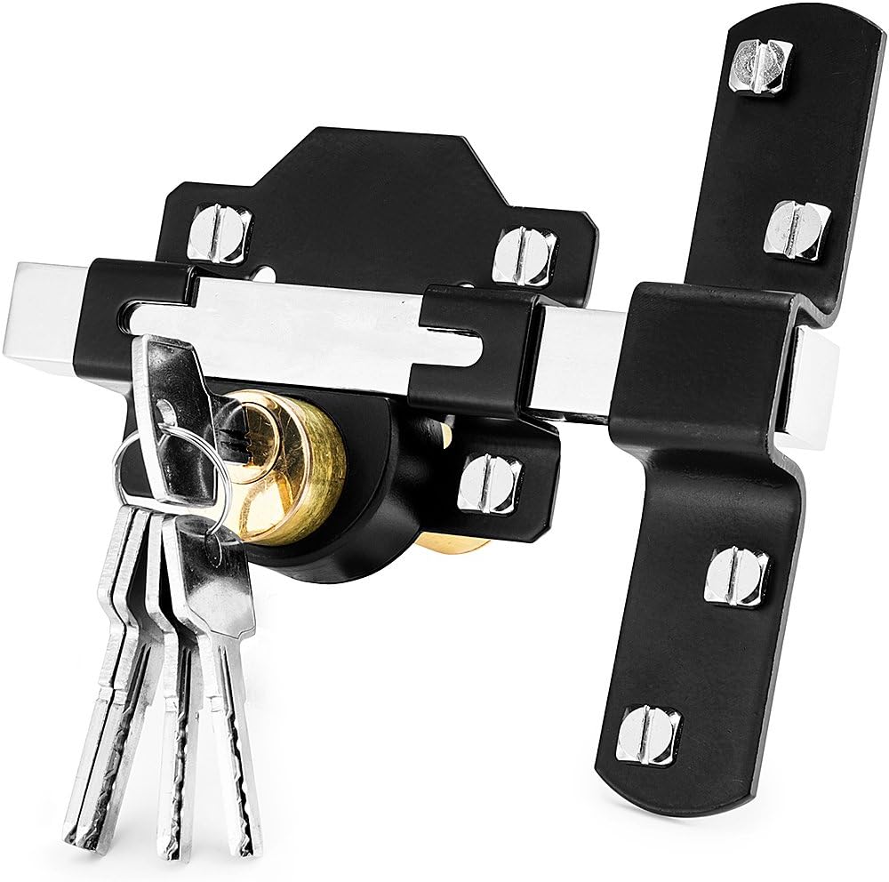 Concise Home 50mm Double Long Throw Gate Lock 5 Keys Garden Locking Both Sides