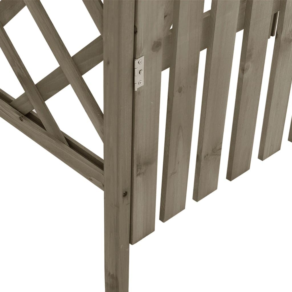 vidaXL Pergola with Gate in Grey - Solid Firwood and Pine Wood Construction, Versatile Outdoor Garden Arch, Weather-Resistant, Decorative Addition to Garden Path, 116x40x204 cm