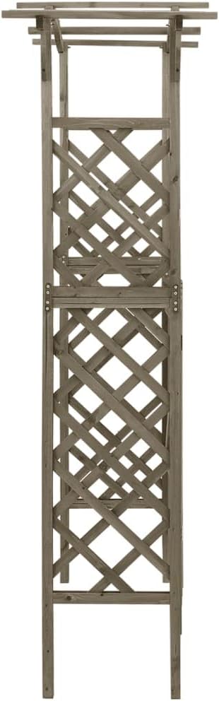 vidaXL Pergola with Gate in Grey - Solid Firwood and Pine Wood Construction, Versatile Outdoor Garden Arch, Weather-Resistant, Decorative Addition to Garden Path, 116x40x204 cm