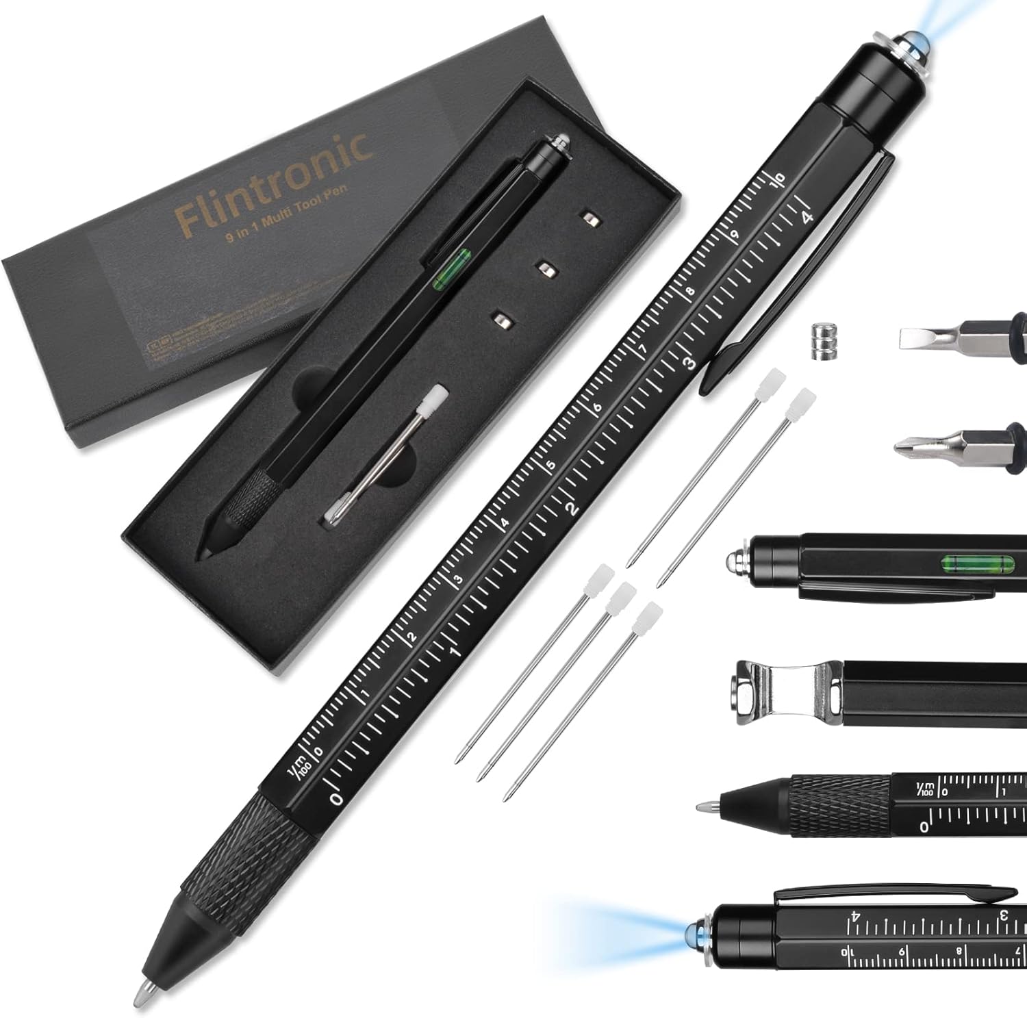 flintronic Gifts for Men, 8 in 1 Multi Tool Pen, Christmas Stocking Fillers, Practical DIY Gadgets Tools for Men, Multi Tool Pen Gifts for Him, Gifts for Dad, Birthday Gift Mens Who Have Everything…