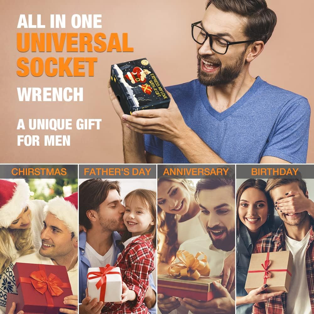 Gifts for Dad Universal Socket Wrench - 2022 Gadgets Mens Gifts for Christmas Stocking Fillers for Men Dad Husband Birthday Christmas Presents Secret Santa Gift Ideas DIY Tool Xmas Small Gifts for Men