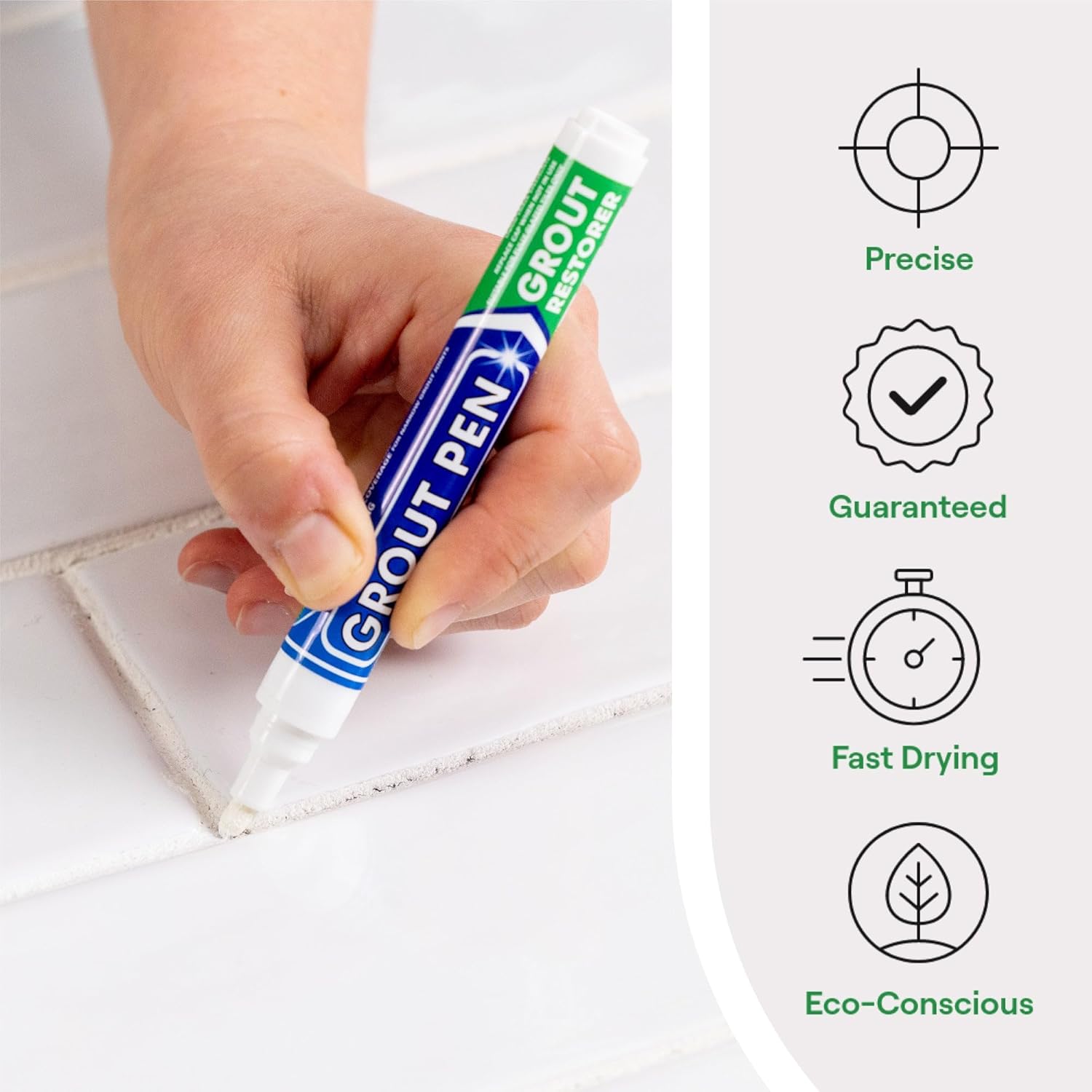 Large Grout Pen - Revives Restores Stained Tile Grout Leaving a Clean Fresh Look (White)