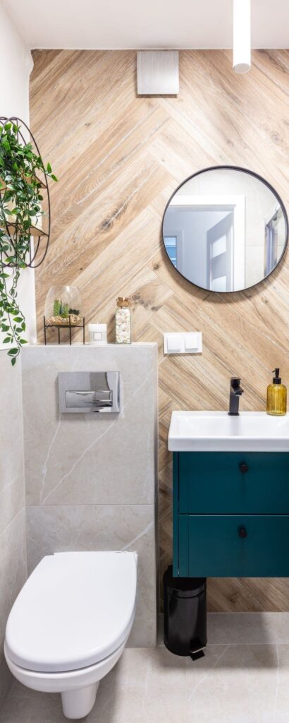 downstairs toilet | mirror wood walls 