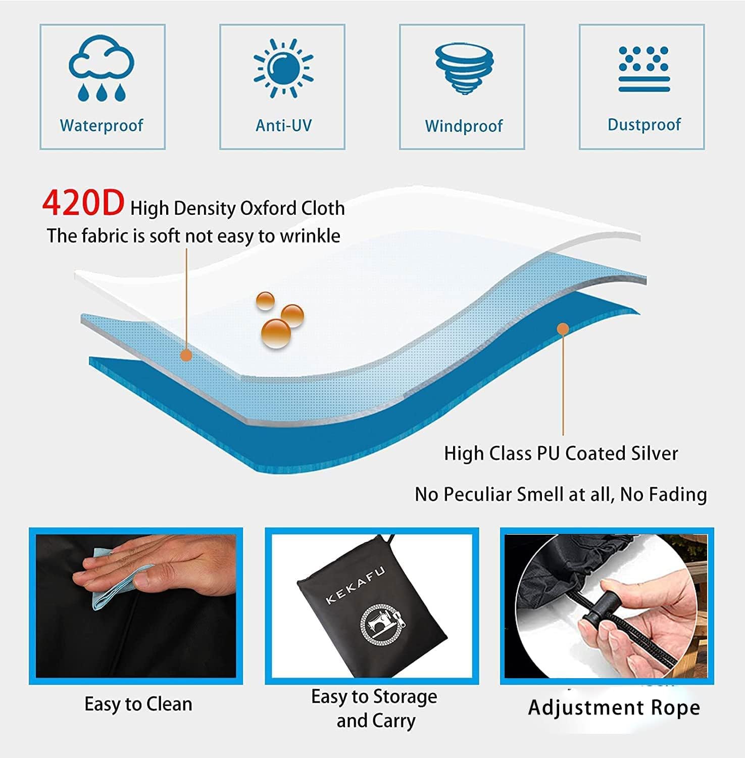 Water Butt Cover, Waterproof, 420D Oxford Full Tarpaulin, Suitable for Slim Rain Barrel, Wine Barrel, Windproof, Winterproof, Weatherproof, UV-Resistant (80 x 80 x 120 cm)