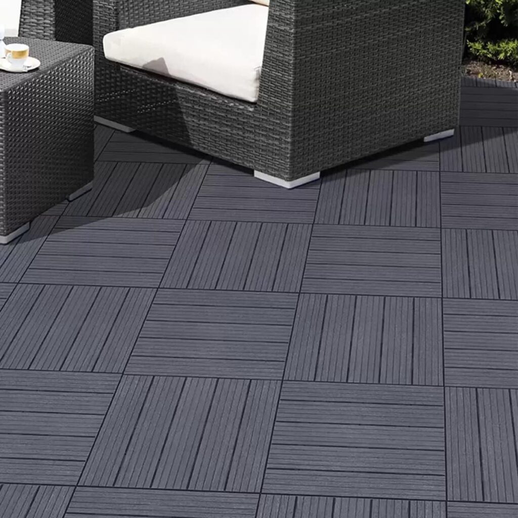 10 Pack Garden Composite Interlocking Decking Tiles Recycled Material 30 x 30cm