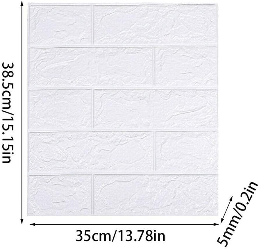 10 PCS 3D Brick Wallpaper, 13×15’’ DIY Self Adhesive Wall Tiles, Waterproof,Masonry Effect, Home Decoration, 3D Wall Panel,Suitable for Kitchen, Bathroom, Living Room (10PCS 13×15’’, White)