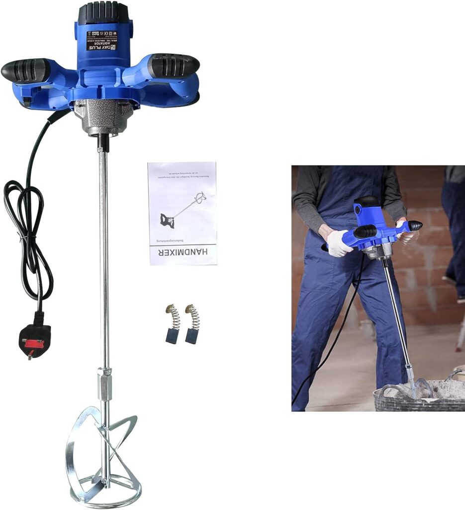 2600W 240V Concrete Mixer Machine Paddle Mixer, 1700 U/min Electric Power Plaster Mixer, 6 Speed Adjustable Paint Mixer, M14 Threaded Rod, 2M Power Cable