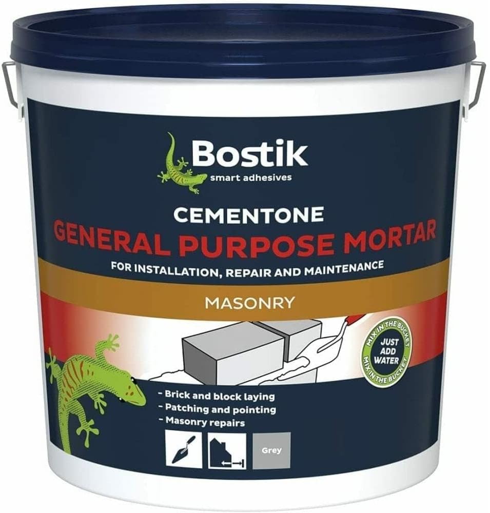 Bostik Cementone General Purpose Mortar, Pre-Mixed, Easy to Use, For Interior Exterior Repairs Maintenance, Colour: Grey, Size: 5kg