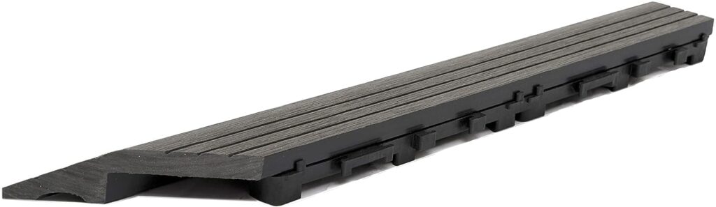 DECKO Grey 1 Piece Composite Wood Plastic Decking Interlocking Right Edge Tiles with Woodgrain Effect 37cm x 7cm