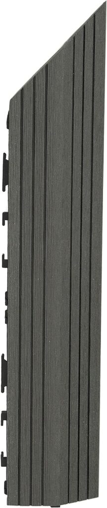 DECKO Grey 1 Piece Composite Wood Plastic Decking Interlocking Right Edge Tiles with Woodgrain Effect 37cm x 7cm