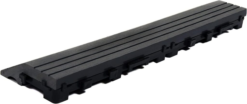 DEKCO 1 Piece Composite Wood Plastic Decking Interlocking Tiles with Woodgrain Effect 30cm x 7cm, Black Straight Edge