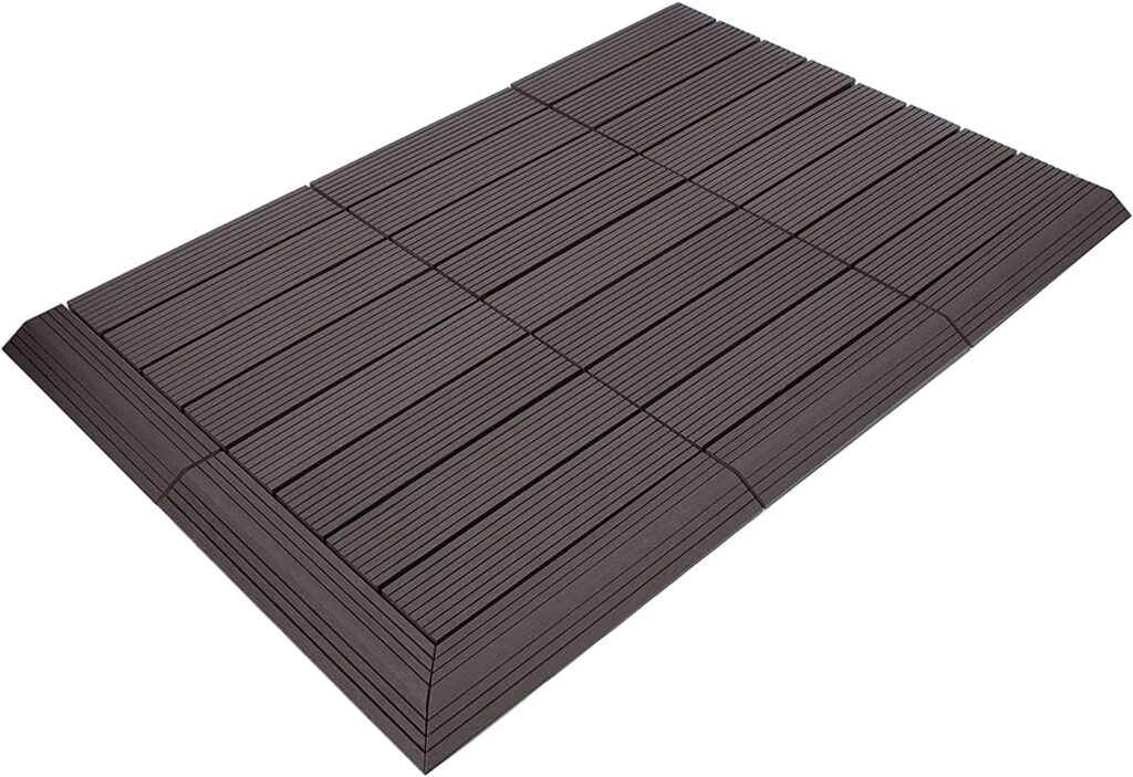 DEKCO Pack of 10 Composite Wood Plastic Decking Interlocking Woodgrain Effect 30cm x 30cm, Brown Deceking Tile