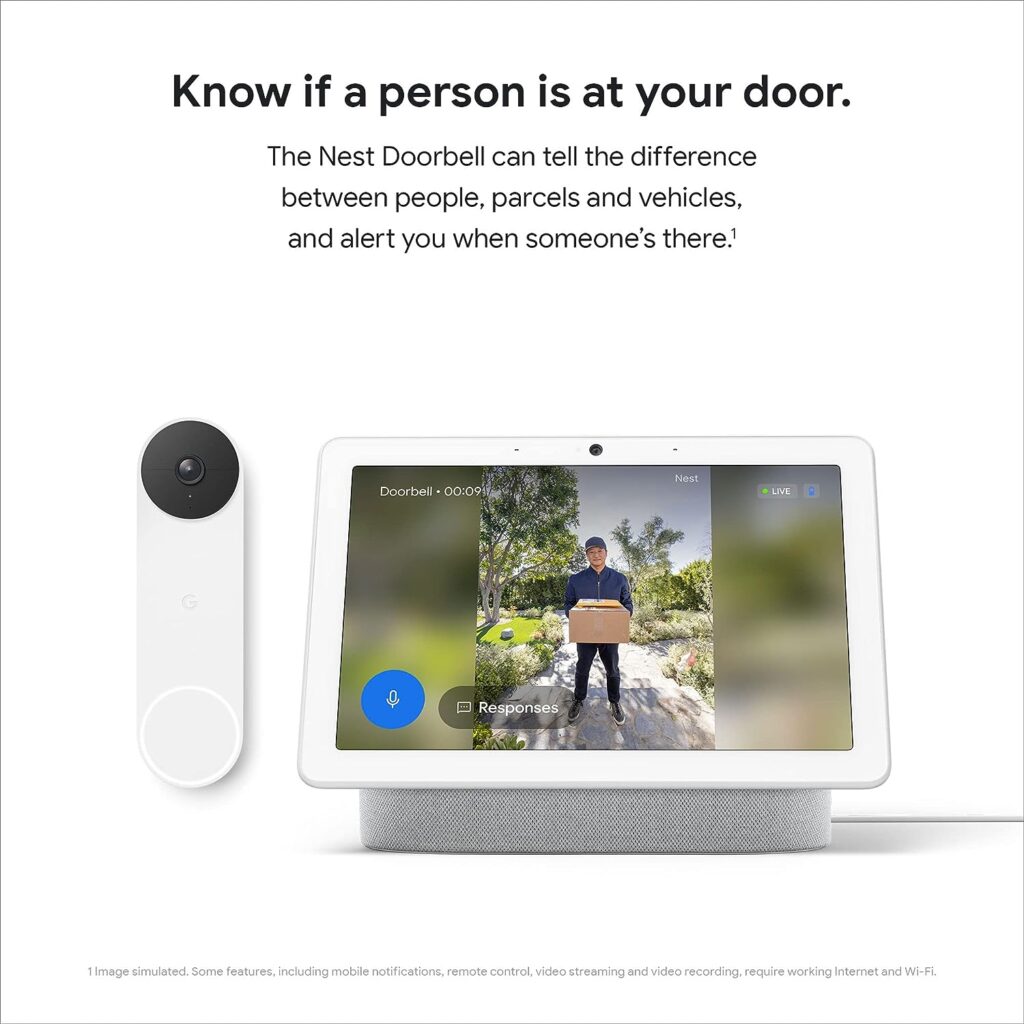 Google GWX3T Nest Doorbell (Battery) - Wireless Video Doorbell - Smart WiFi Doorbell Camera, Snow