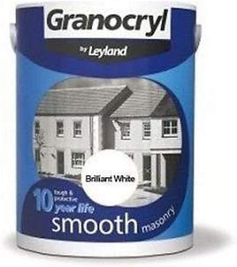 Leyland 303139 Granocryl Smooth Masonry Paint, Brilliant White, 2.5 Litre