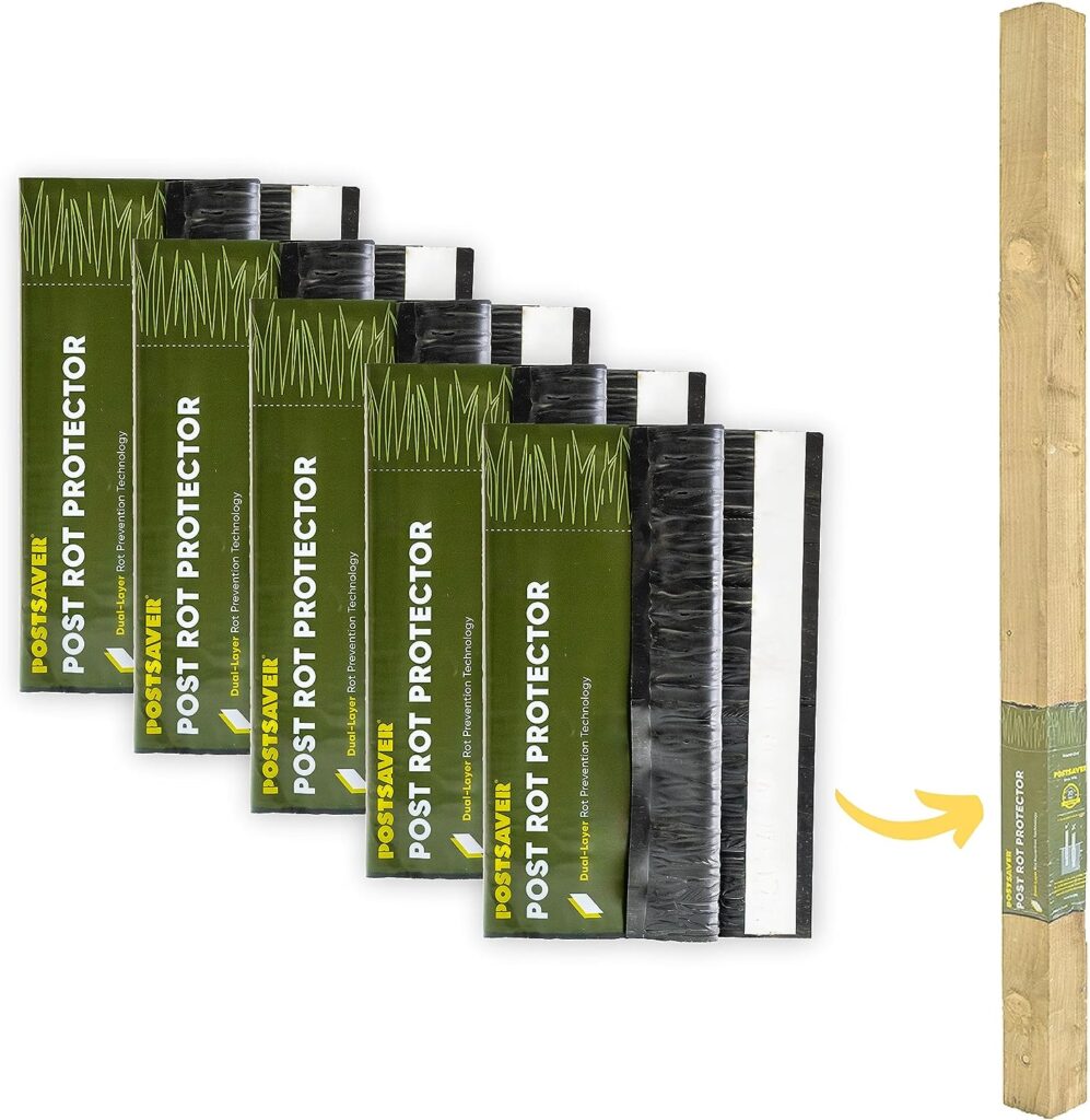 Postsaver Pro-Wrap Standard | Wood Protector | Post Saver Sleeves with Dual-Layer Rot Protector | Fence Protector | 20-Year Guarantee | Fits 3x3” to 4x4 Square and 3” to 5 Round Posts | Pack of 5