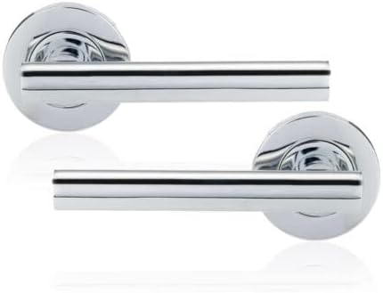 XFORT Polished Chrome Liberty Lever On Rose Door Handles, T-bar Lever Latch Rose Door Handle, Ideal for Internal Wooden Doors for Home and Office (1 Pair)