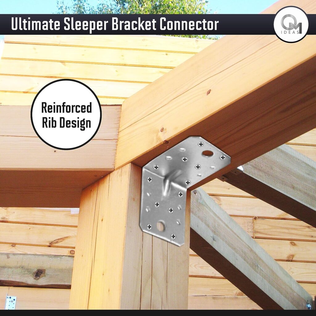 OMIDEAS 10 x Angle Brackets (70 x 70 x 55 x 1.5) Heavy Duty Corner Sleeper Bracket with Beading Timber Wood Metal Joining Fixing L Galvanised Steel Sheet Connector