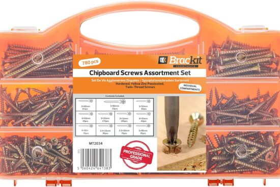 brackit 780 wood screws assortment set zinc plated extra strong countersunk pozi drive head wood screws review