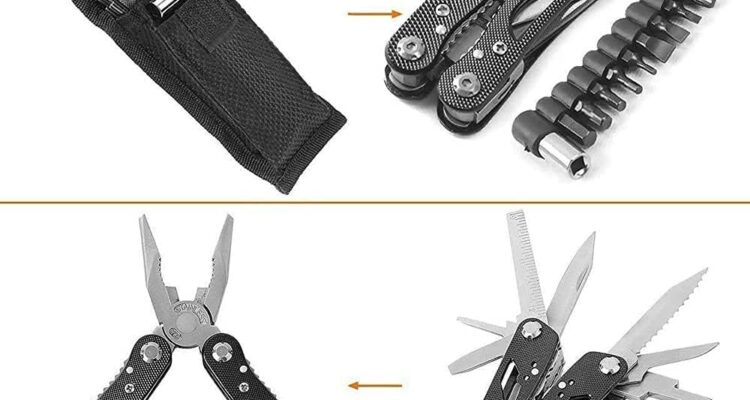 grizef multitool pliers durable stainless steel 24 in 1 multi purpose pocket folding pliers with screwdriver kits outdoo