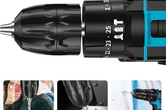 tihook cordless drill driver 21v cordless hammer drill with 2 batteries 2000mah 42nm combi drill 38 chuck led light 253 1 3