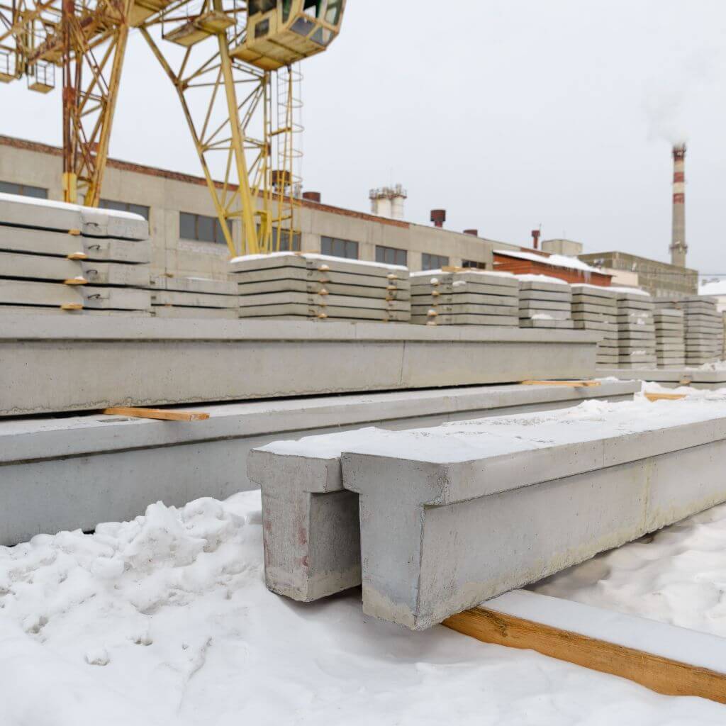 Lintels on Site covered in Snow | Building Material Reviews