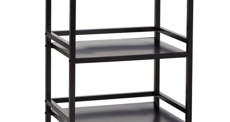 amazon basics kitchen trolley metal serving cart with 3 tier storage black