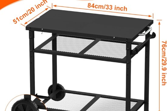 gourmet dining cart table with three layers shelfmobile metal flat top grill cartmultifunctional food workbench with whe 1