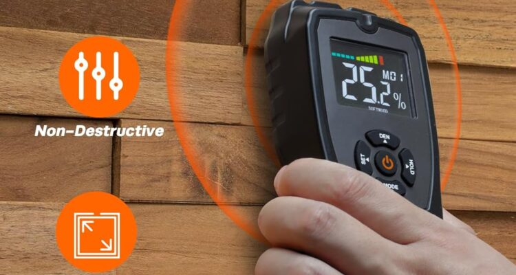 moisture meter damp meter pinless wood moisture meter for walls logs firewood and building material 4 mode 9 density set 2
