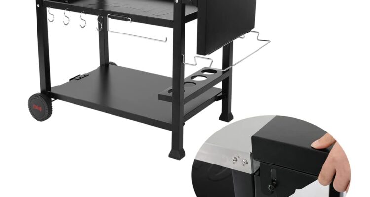 outdoor grill cart pizza oven table stand for outdoor indoor 40 x 26 stainless steel tabletop dining bbq grill with whee 2