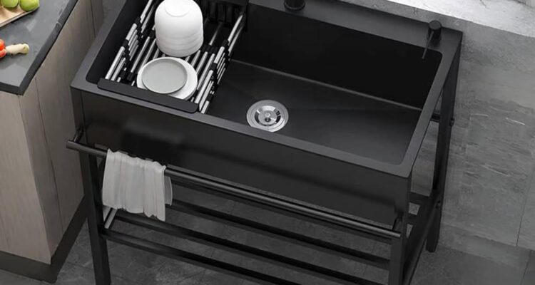 outdoor sink single bowl freestanding stainless steel utility sink commercial kitchen with hot and cold tap for restaura 1