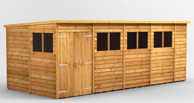 powersheds high grade premium pent overlap wooden shed with double door door window flexibility made from extra thick ti 2