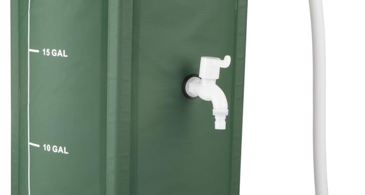 pure garden 50 lg1409 264gal100l collapsible rain barrel green